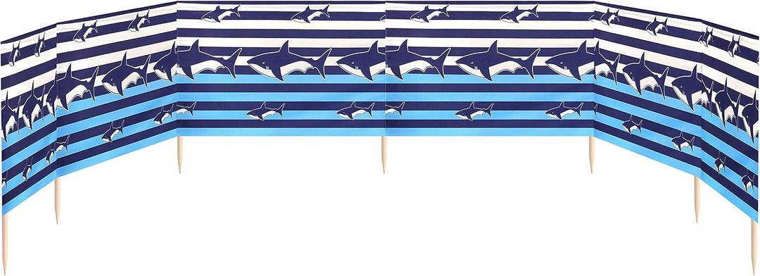 Ladeheid Windschutz Strand Sichtschutz mit Holzstab praktisches Strand Zubehör LAEX001 4 m Streifen/