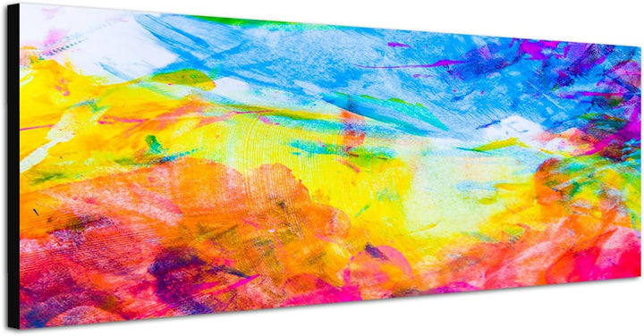 Paul Sinus Art Panoramabild auf Leinwand und Keilrahmen 120x40cm Wasserfarben bunt abstrakt