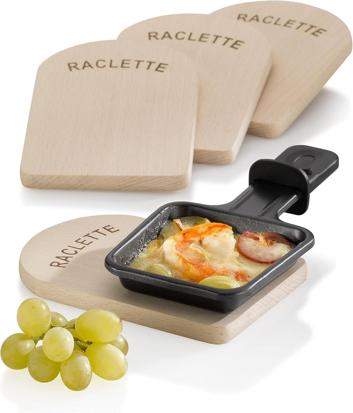 Kela Set 4teilig BAAR, Brettchen Holz 14 x 9,5 cm, Buchenholz, Zubehör Untersetzer, Raclette Parkpla