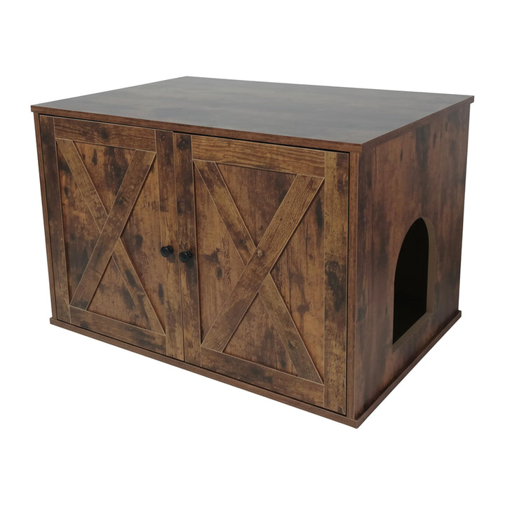 Relaxdays Katzenschrank für Katzentoilette, Trennwand, Eingang, Katzenklo verstecken, HBT: 50x80x53