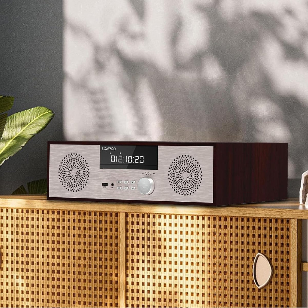 LONPOO Stereo System for Home with CD Player，40W Home Stereo System CD Player with Speakers Bluetoot