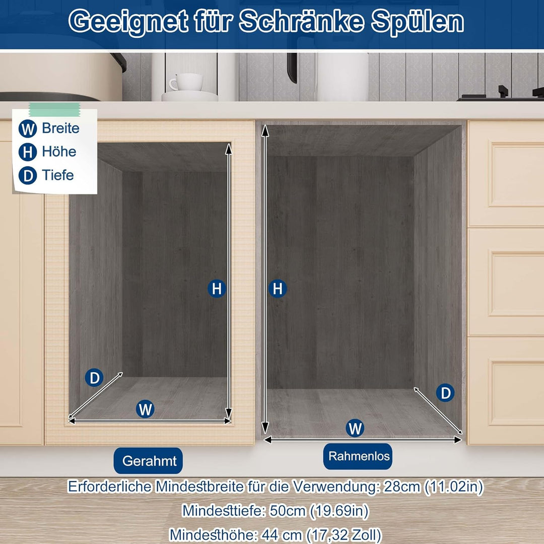 HENGMEI Einbaumülleimer Unterschrank Einbau-Mülleimer Küche Abfalleimer Ausziehbarer Abfallsammler M