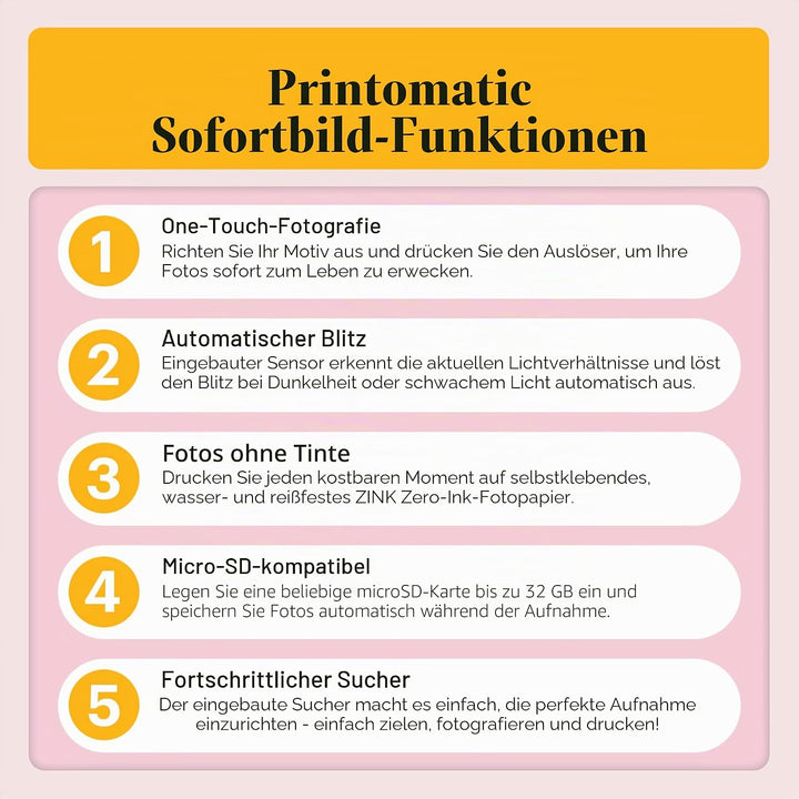 KODAK Printomatic Vollfarb-Sofortdruckkamera-Geschenkpaket + Softcase + Zink 2x3 Zoll selbstklebende