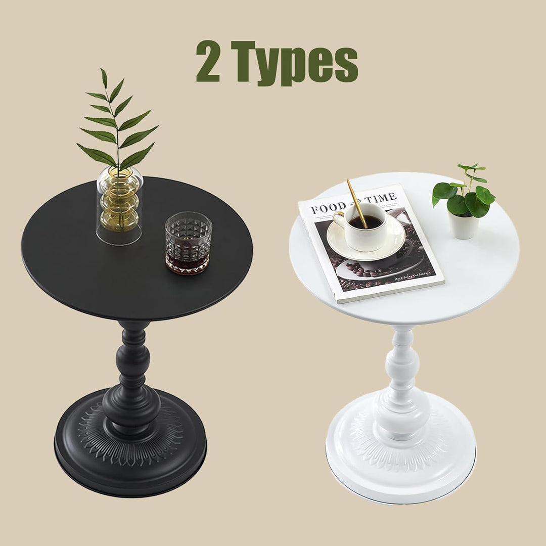 Couchtisch Schwarz Rund, 2er Set Beistelltisch Rund für Wohnzimmer, Vintage Sofatisch, Kleiner Beist