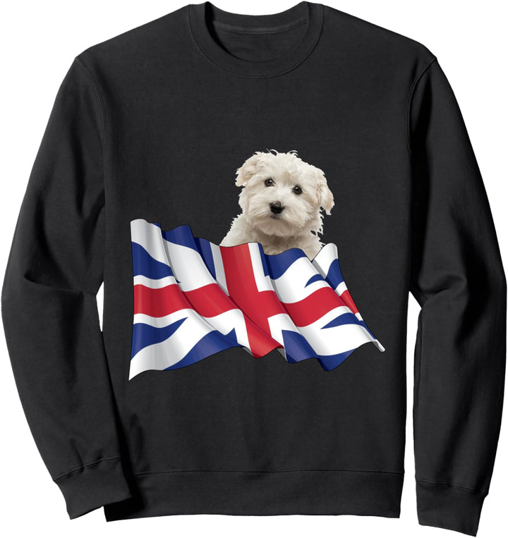 Union Jack Flag Dog Maltese Sweatshirt