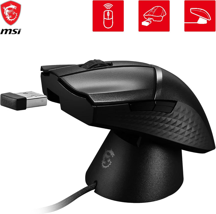 MSI Clutch GM31 Lightweight Wireless Gaming Mouse - 12.000 DPI Optischer Sensor, Rechtshänder, 60M+