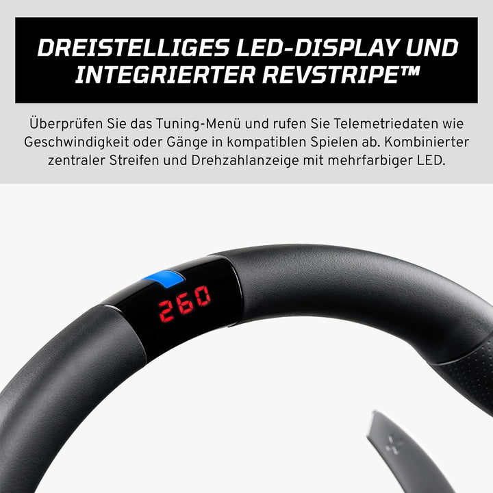 FANATEC Sim Racing CSL-Lenkrad P1 V2 (QR2 LITE) – Gummierte Umrandung, RevStripe, LED-Display, Metal