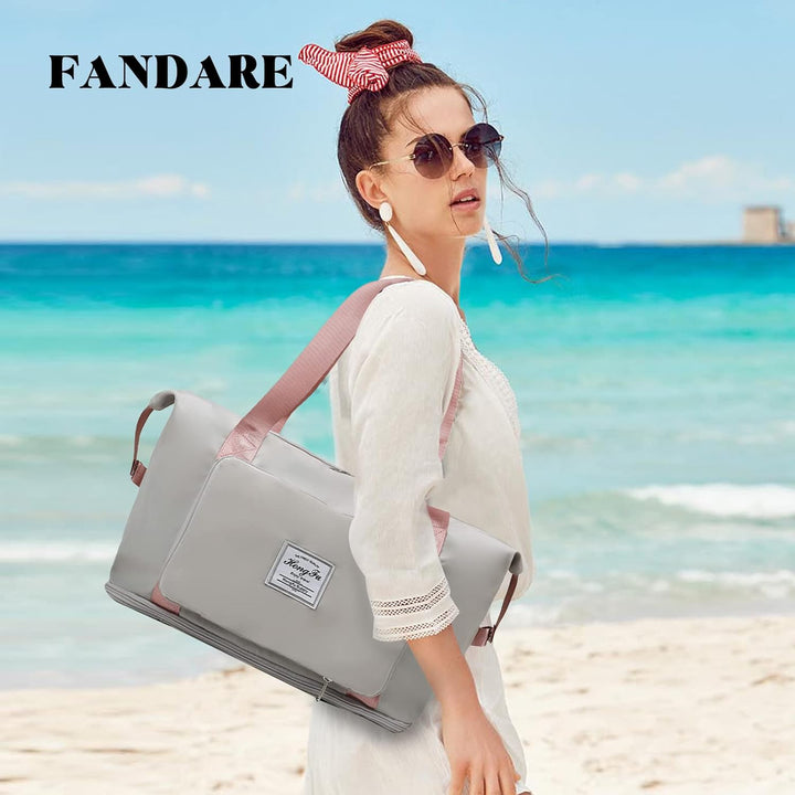 FANDARE Reisetaschen Handgepäck Tasche Faltbare Sporttasche Übernachtung Tote Handtasche Damen Herre