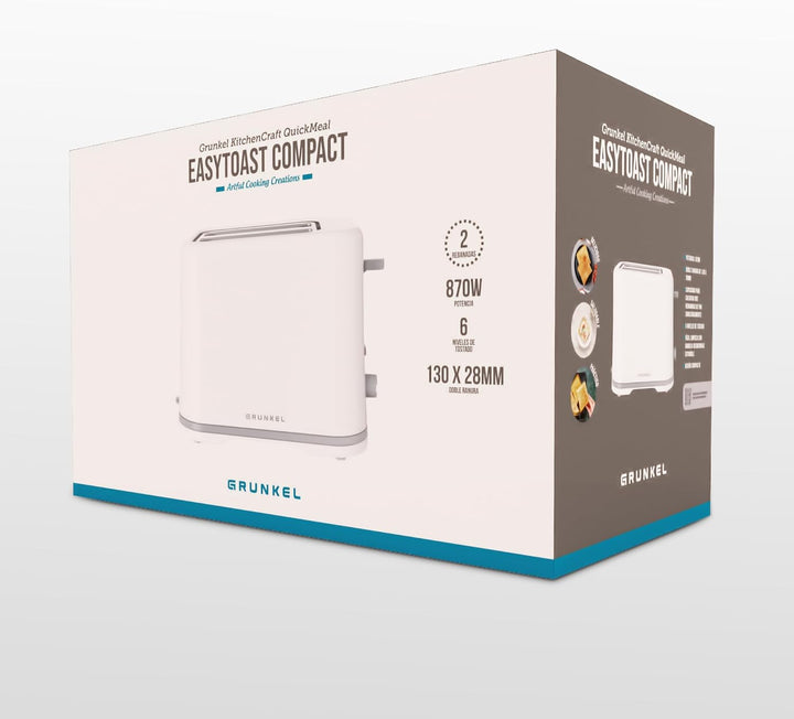Grunkel - TSB-EASYTOAST - Double slot toaster with electronic 6-stage browning control - Shut-off fu