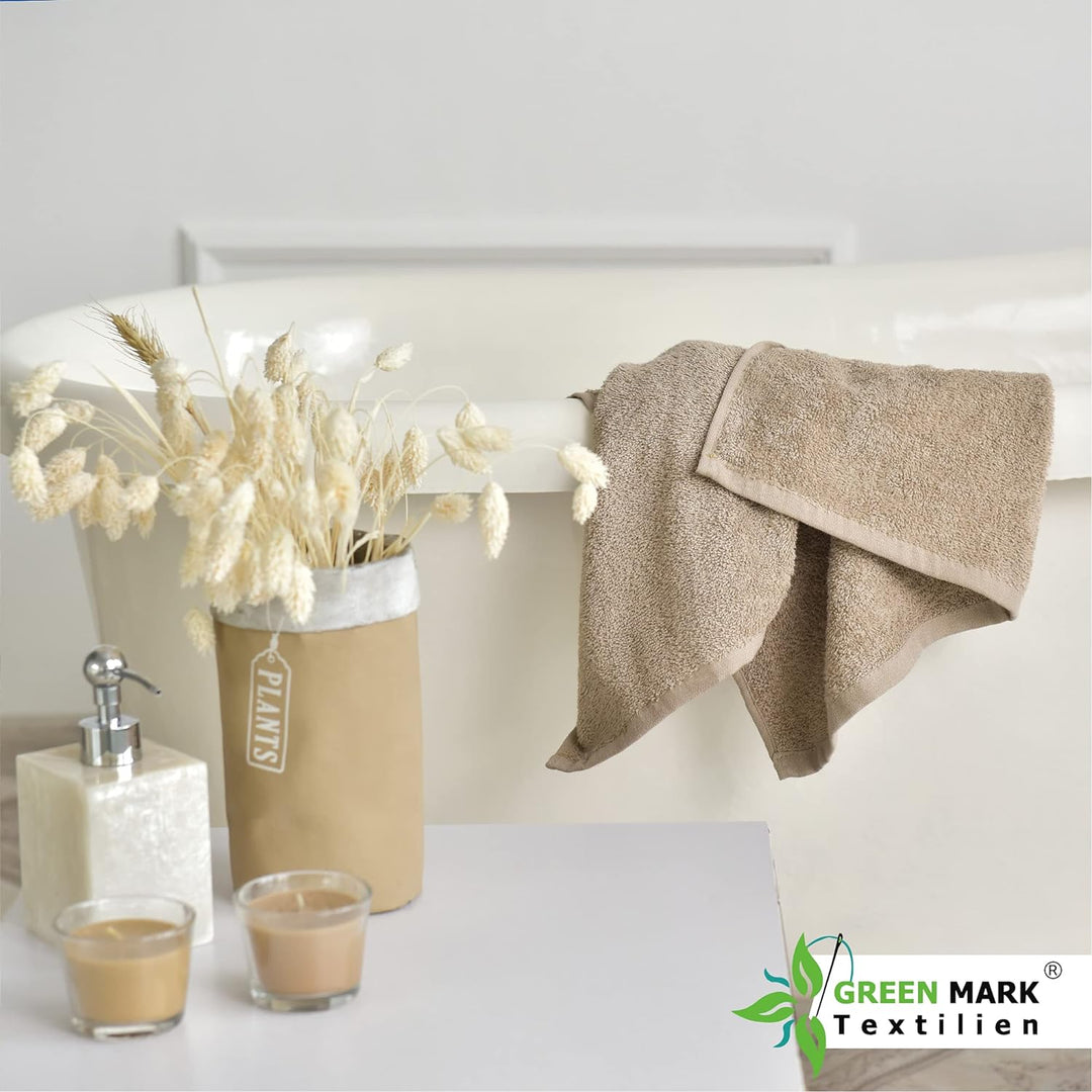 NatureMark 8er Spar-Pack Frottier Handtücher, Handtuch-Set, 50 x 100 cm, Sand/Beige, 100% Baumwolle,