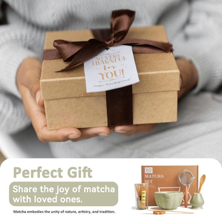 HEI MING Premium Matcha Set 7-teilig – Exklusives Teezeremonie-Set mit Bambus-Chasen (Besen), Grün K