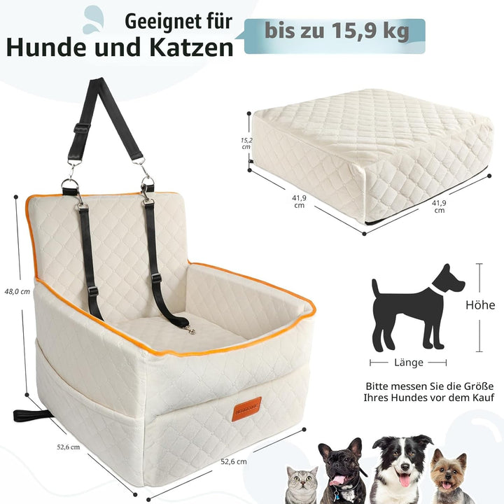 Hunde Autositz für kleine bis mittlere Hunde, Waschbarer hundesitz auto mit Aufbewahrungstaschen, An