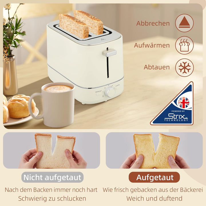 HOMCOM Wasserkocher Toaster Set 2200 W 1,7L Wasserkocher, 2 Scheiben Toaster, 6 Bräunungsstufen, Auf