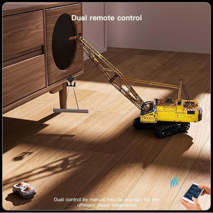 Mould King 17001 Kran Modell Spielzeug, 1205 Teile Ferngesteuertes Raupenkran Bausatz mit 5 Motor, F