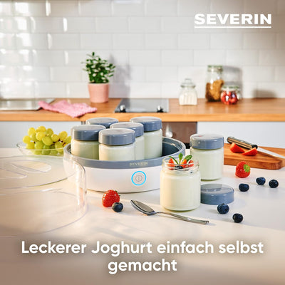 SEVERIN Joghurtbereiter, Joghurtmaschine mit Zeitanzeige zum Herstellen von selbstgemachtem und vega