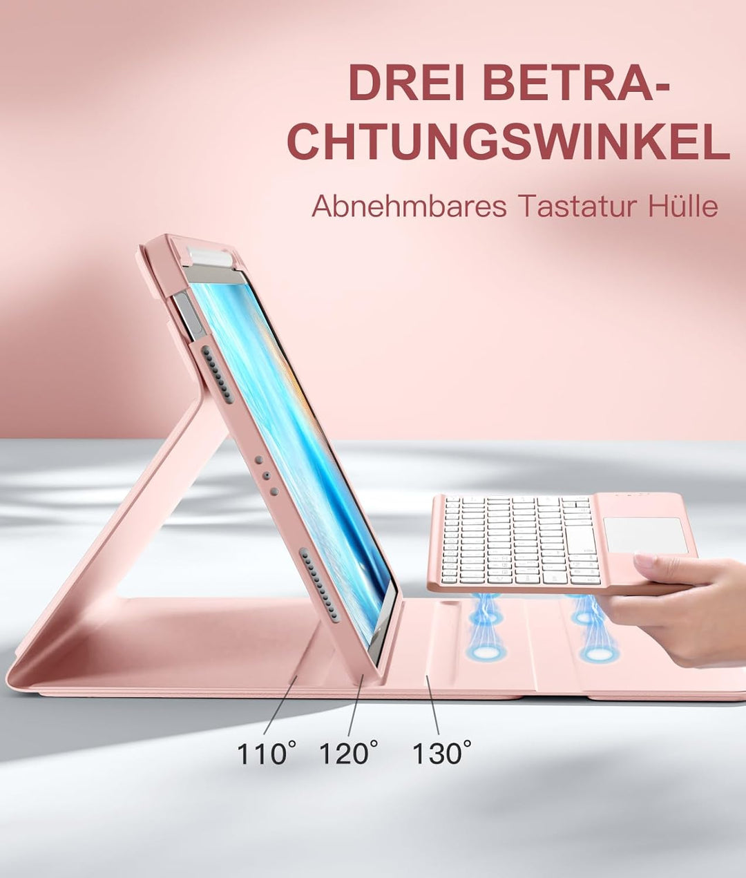 Vobafe Hülle mit Tastatur für iPad Air 11 Zoll (2025 M3/2024 M2), iPad Air 5 4 2022/2020 10,9 Zoll,