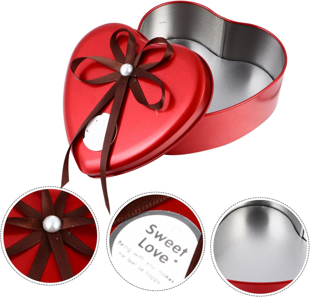 BESTonZON Metalldose Herz Dose mit Deckel Herzdose Metall Keksdose Hochzeit Geschenkbox Weihnachtsdo