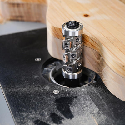 SpeTool Bündigfräser Fräser 12mm Schaft mit 12 Hartmetalleinsätze VHM Wendeplatten Spiralfräser Kopi