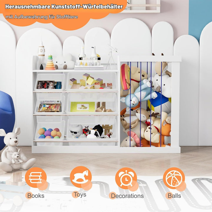 NACHES Kinder Bücherregal Spielzeugregal Kuscheltier Aufbewahrung Kinderregal Spielzeug-Organizer fü