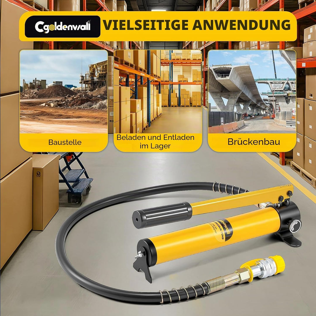 CGOLDENWALL CP-180 Manuelle Hydraulikpumpe, 0.8m Schlauch, Ölgehalt 400cc, Hoher Druck 60 kg/c㎡, für