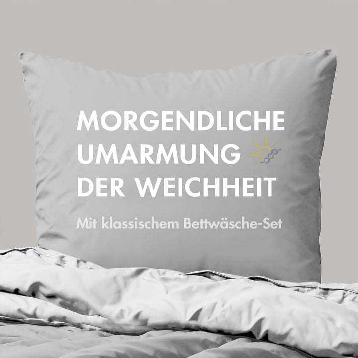 Sleeptime 100% Baumwolle Bettwäsche 200cm x 200cm Weiss/Grau - weich &amp; bügelfrei Bettbezüge mit Reis