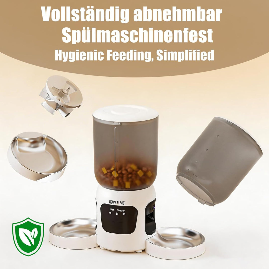 WLAN Smart Haustierfutterautomat mit Dual-Kamera & Doppel-Napf – 6L Automatischer Futterspender für