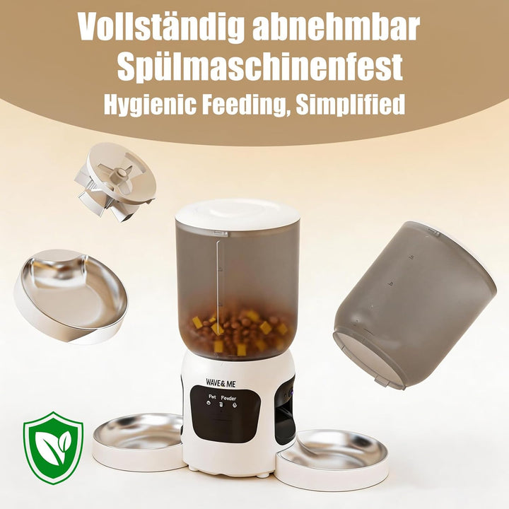 WLAN Smart Haustierfutterautomat mit Dual-Kamera & Doppel-Napf – 6L Automatischer Futterspender für