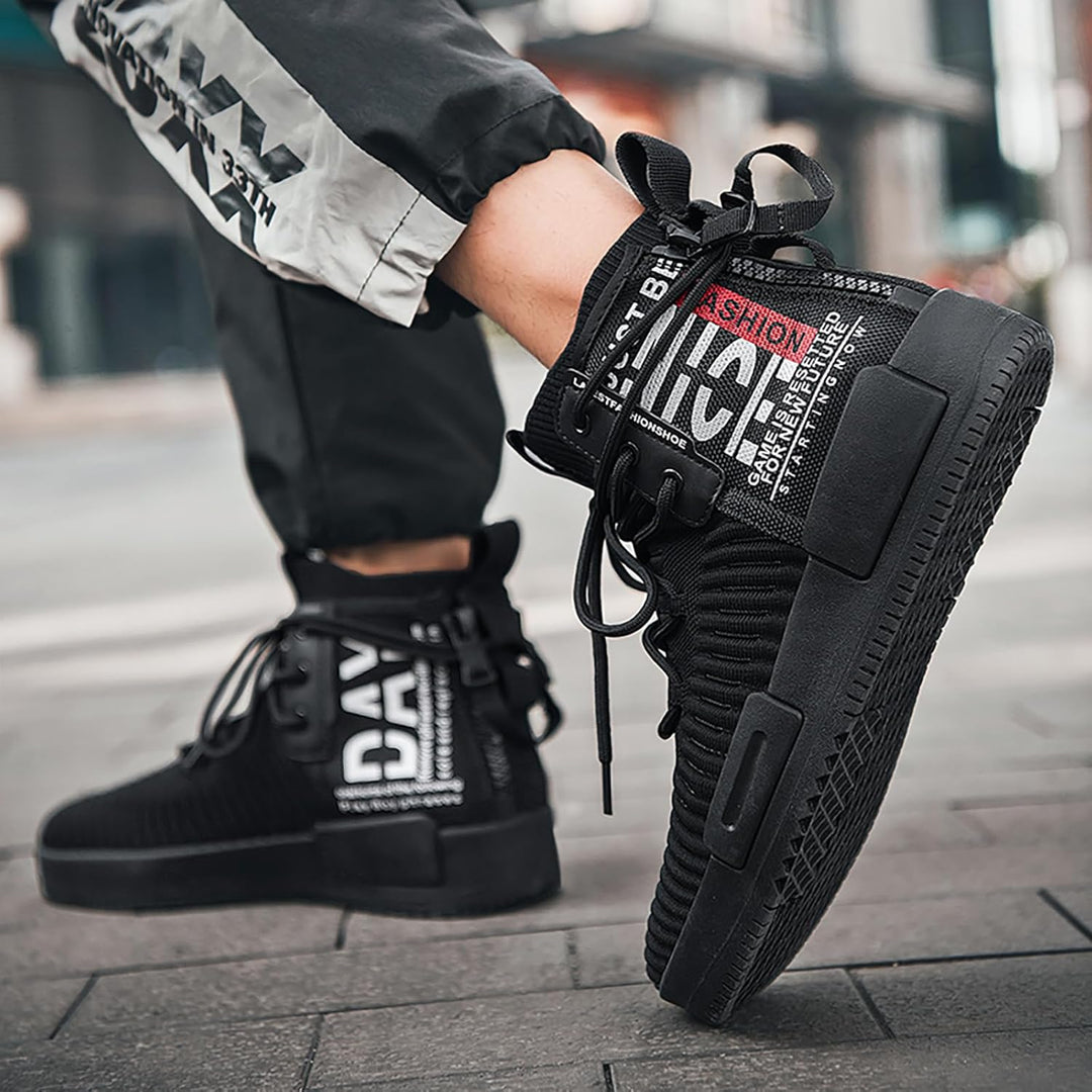FUSHITON Herren Sportschuhe High Top Turnschuhe Mode Freizeitschuhe Draussen Laufschuhe Sneakers Lei