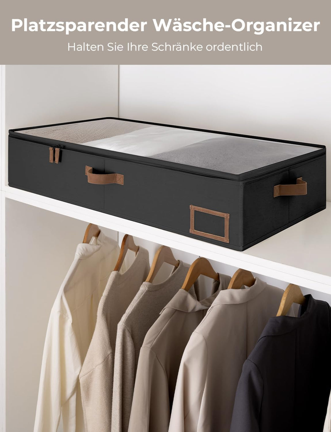 StorageWorks Unterbett Aufbewahrungsbox, grosse Unterbett Aufbewahrung mit Reissverschlüssen, Premiu