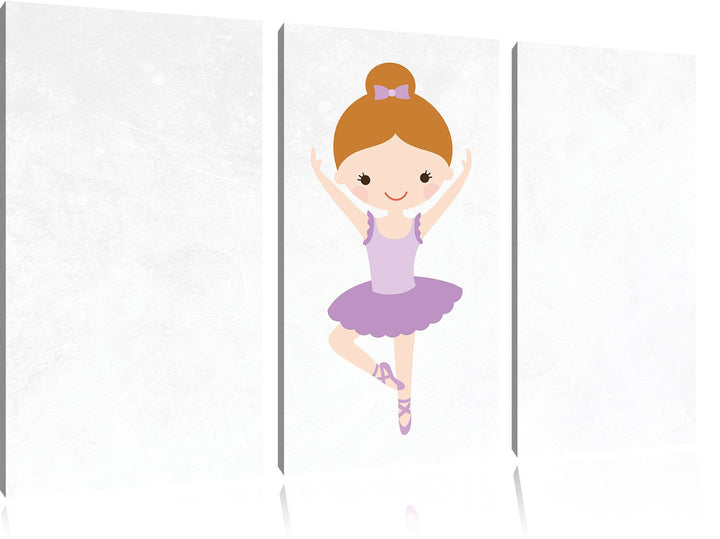 Pixxprint Hübsche Ballerina mit Schleife als Leinwandbild/Grösse: 3 Teilig (120x80) cm/Wandbild/Kuns