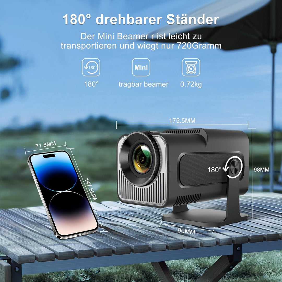 【HY320 Mini】Beamer Full HD Unterstützt 4K,Android Beamer Outdoor Handy,Portable Heimkino Mini Projek