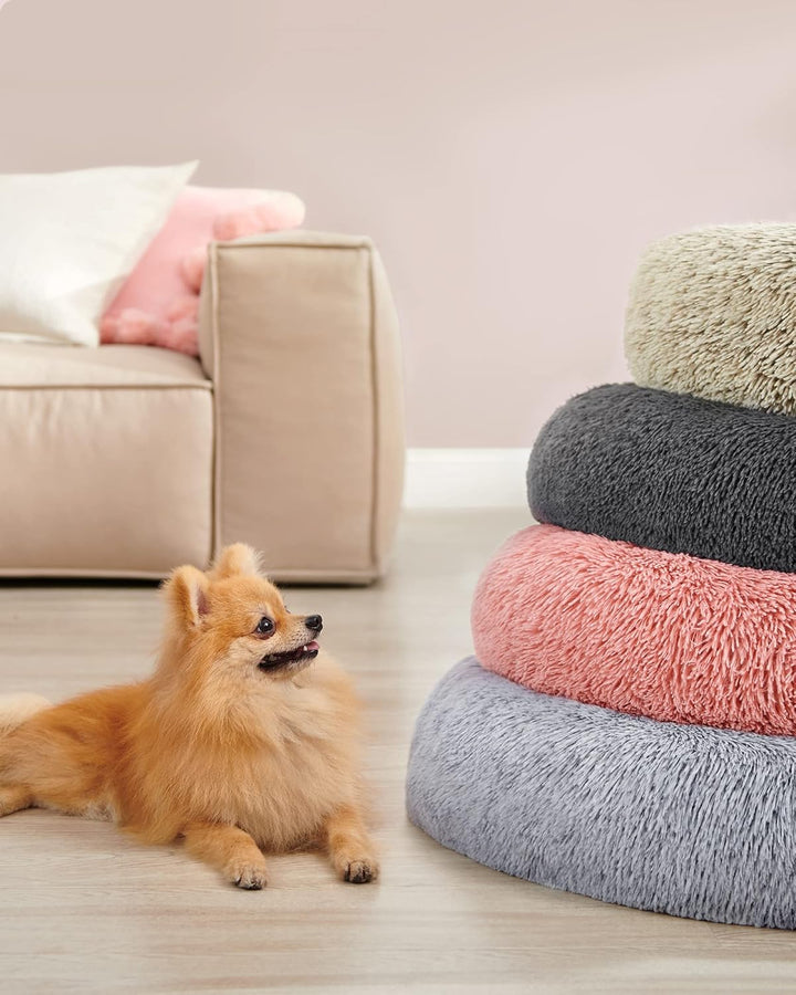 Feandrea Hundebett flauschig, Katzenbett, Donut Kissen, waschbar, Polsterung in der Mitte herausnehm