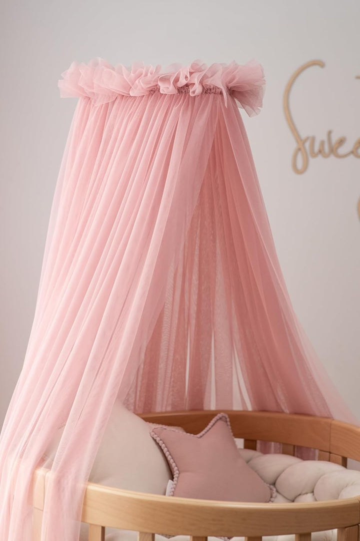 Waldin Baldachin, Himmel und Himmelstange zur Befestigung am Bett, OHNE Bett, Rosa, Rosa