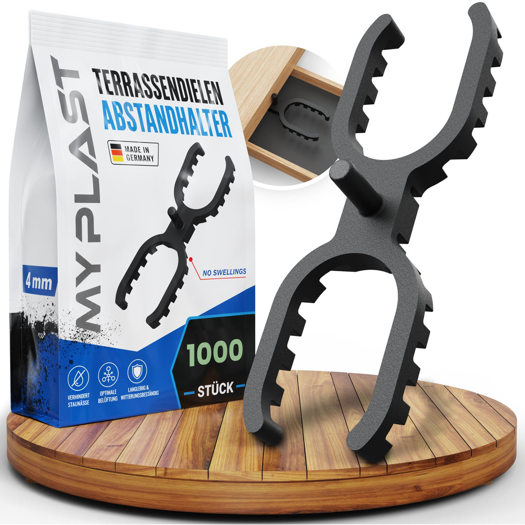 My Plast I 4 mm Fugenbreite - 1000 Stück - offen geriffelt I Terrassen-Abstandhalter – hochwertiger