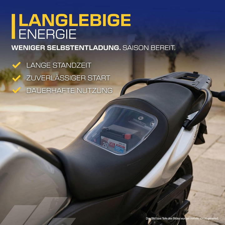 CARTEC Motorradbatterie YB4L-B, 4Ah 56A, Gel Technologie Motorrad-Starter-Batterie, Erstausrüsterqua