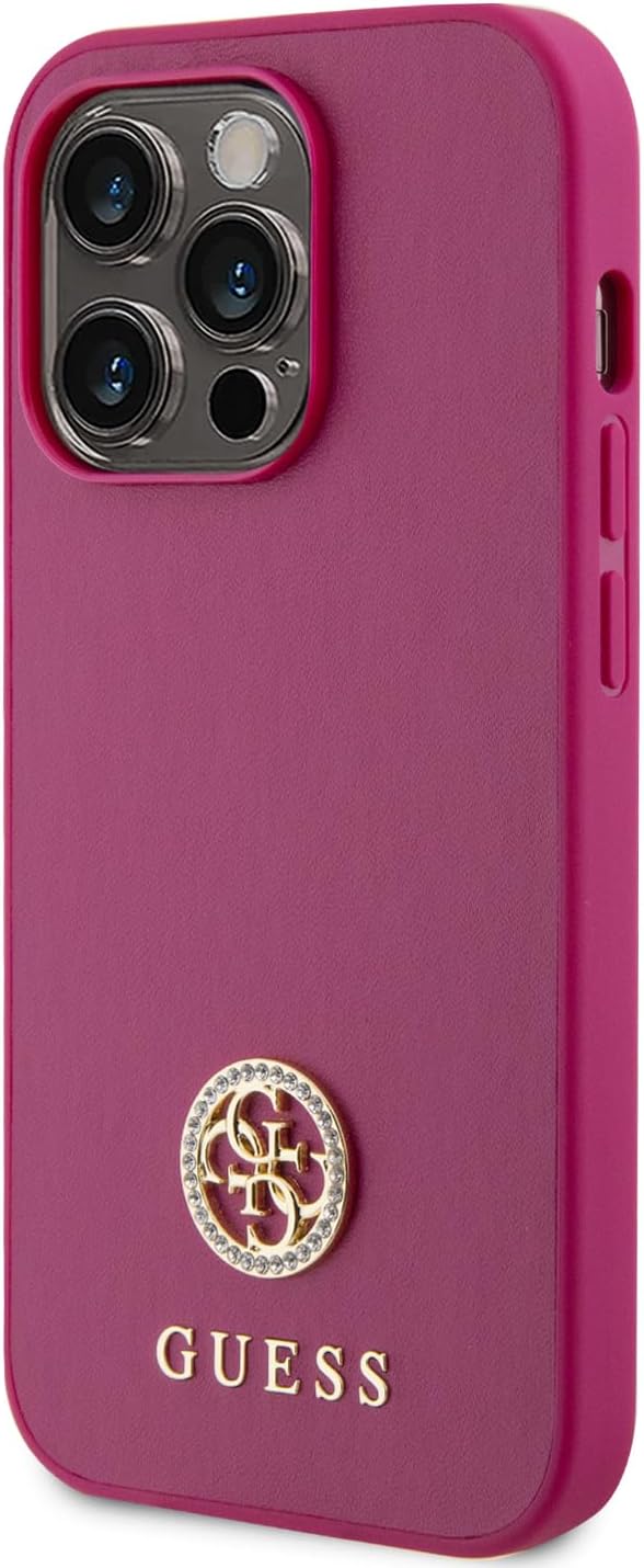 CG MOBILE Guess PU Metal 4G Strass Hülle für iPhone 15 Pro Max (Pink) rose, rose
