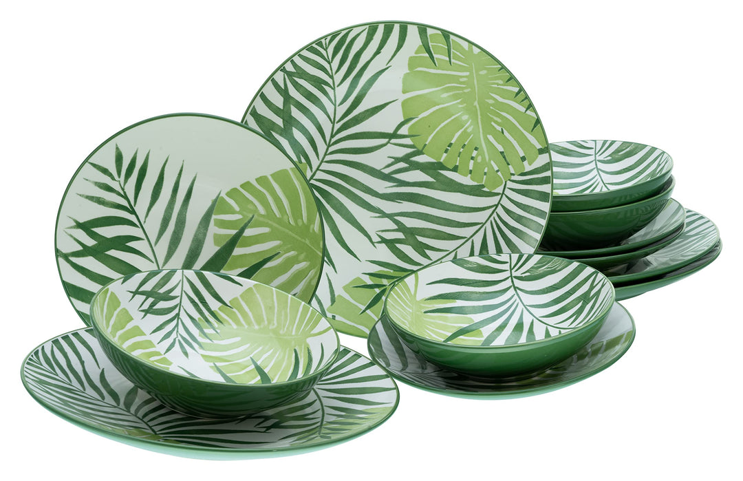 CreaTable, 25860, Serie TROPICANA grün, Geschirrset, Teller Set 12 teilig Teller Set 12 teilig Grün,
