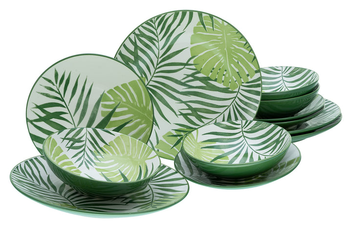 CreaTable, 25860, Serie TROPICANA grün, Geschirrset, Teller Set 12 teilig Teller Set 12 teilig Grün,