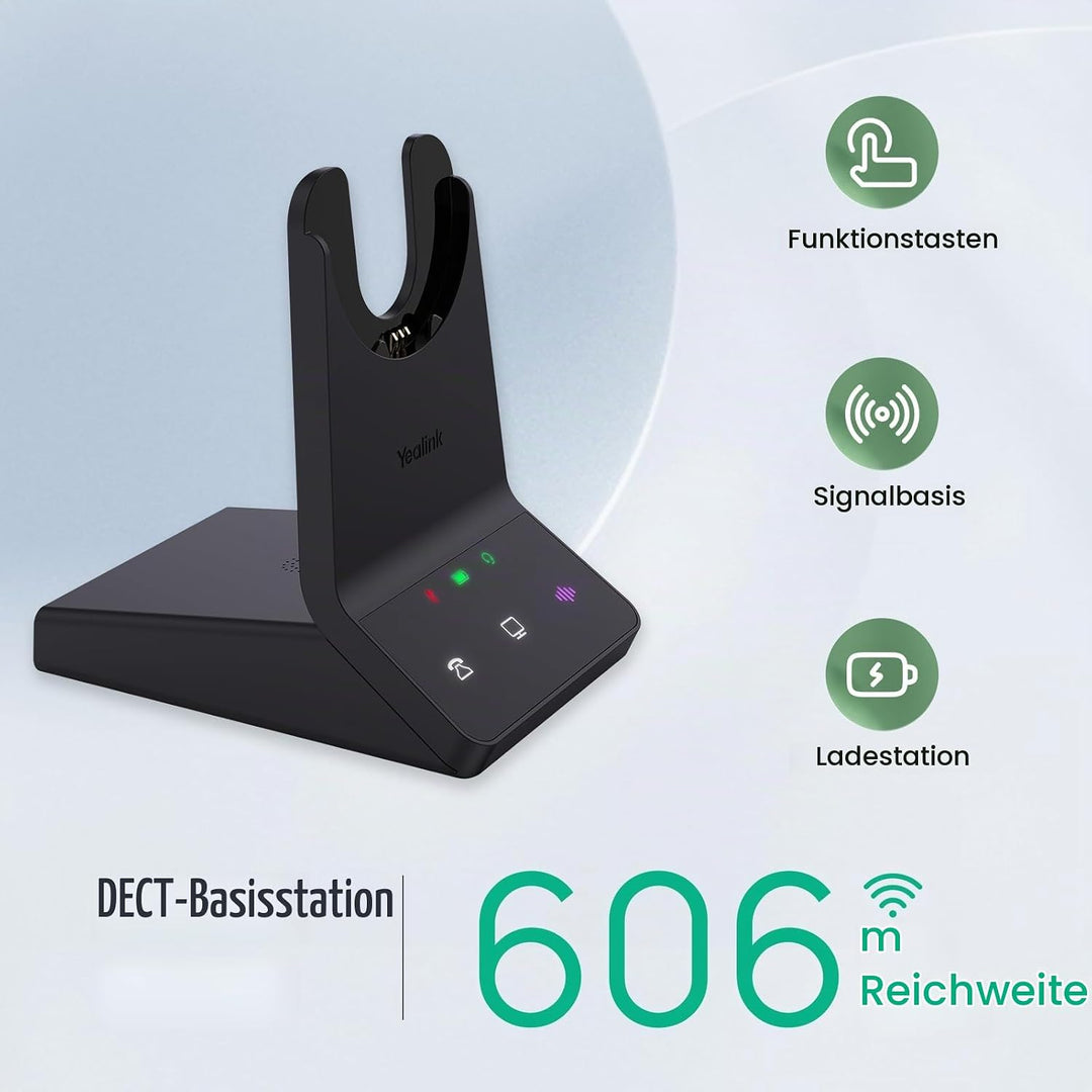 Yealink WH64 Wireless Headset mit Mikrofon,185 m Reichweite DECT &amp; Bluetooth Dual Modus Kabelloses H