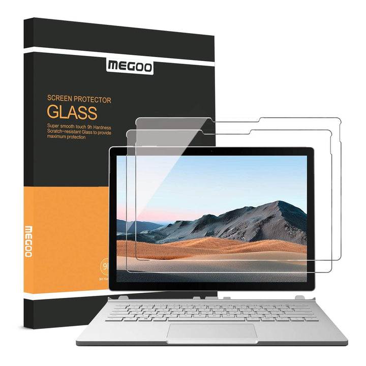 MEGOO [2 Stück] Surface Book 3/2/1 Displayschutzfolie, gehärtetes Glas/einfache Installation/blasenf