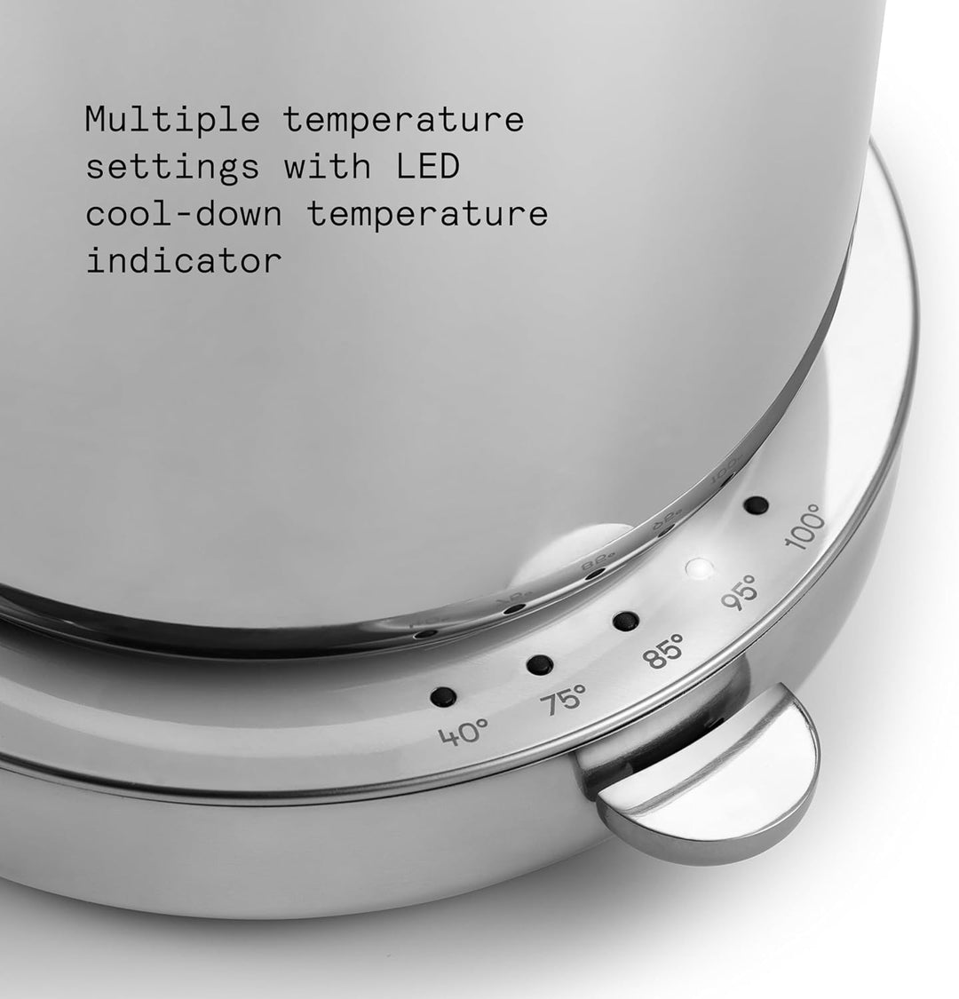 Aarke Wasserkocher aus Edelstahl mit mehreren Temperatureinstellungen, 360° drehbarem Sockel, leisem