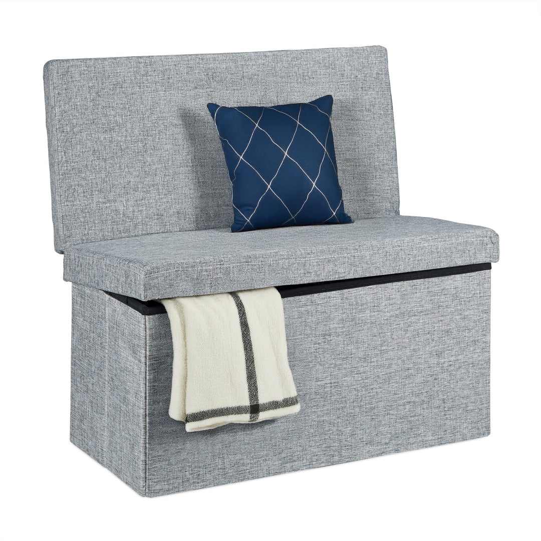 Relaxdays Faltbarer Sitzhocker mit Lehne L HBT 73 x 76 x 38 cm Sitzbank und stabiler Sitzcube als Fu