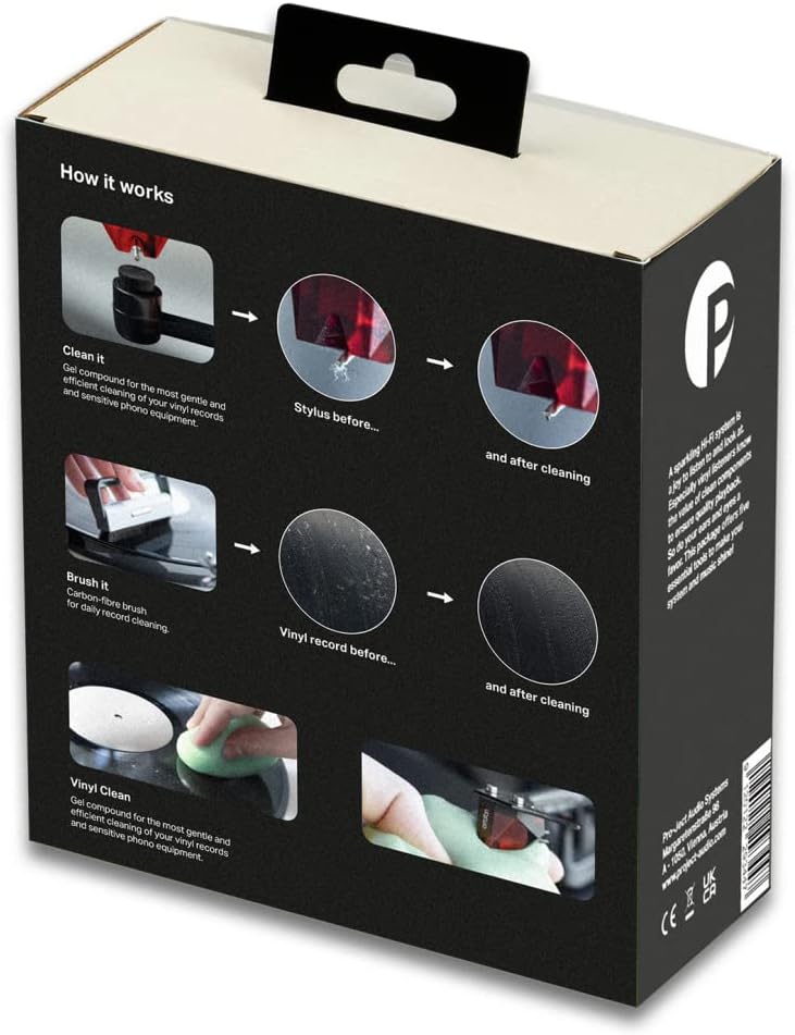 Pro-Ject Cleaning Set Advanced, Kohlefaser-Reinigungsbürste für Schallplatten, Carbon Nadelbürste un