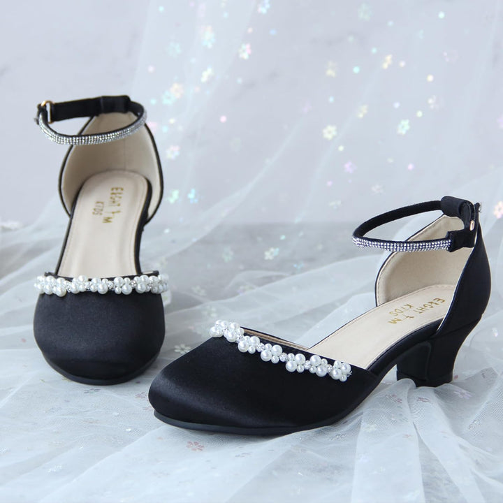 EIGHT KM - Mädchen High Heel Kleid Schuhe - Glattes Seidenperle - Prinzessin Hochzeit Schuhe Party P