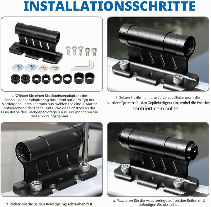 Fahrrad Gabelhalterung, 2 Stück Gabelhalterung Fahrrad für Dachträger mit Schnellspanner, Kompatibel