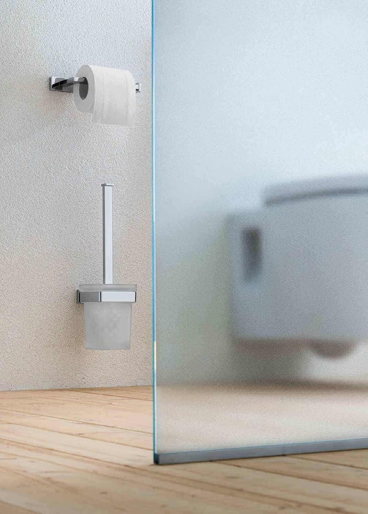 Inda A1825ACR Toilettenpapierhalter Lea Links, Messing, verchromt, 8 x 19 x 3 cm