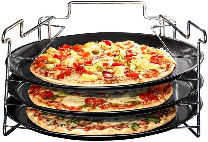 4tlg. Pizza Backset Set 3 x Backblech antihaftbeschichtet, gelocht mit