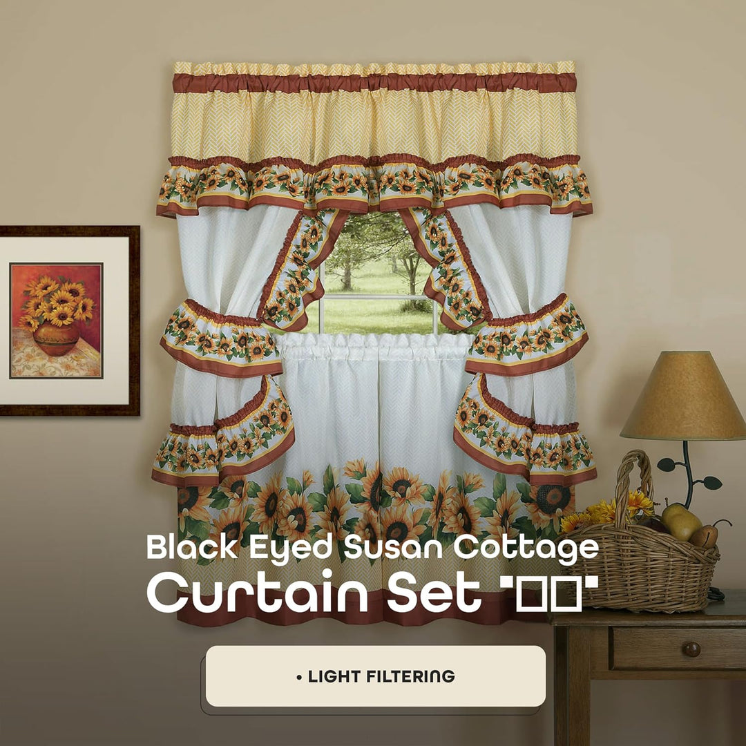 Achim Home Furnishings Black Eyed Susan Fenster Vorhang Cottage Set, 144,8 x 91,4 cm, Spice, 144,8 x