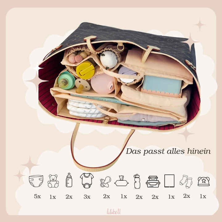 lilibell Wickeltasche Granda - Grosse Babytasche Taschenorganizer Innentasche Baginbag Inlett für di