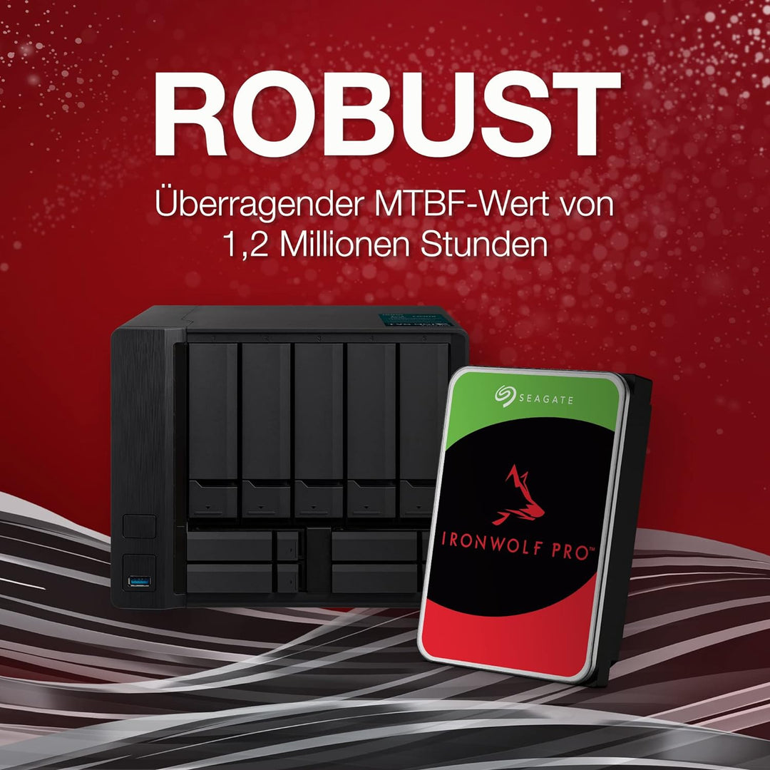 Seagate IronWolf Pro, NAS interne Festplatte 14TB HDD, 3.5 Zoll, 7200 U/Min, CMR, 256 MB Cache, SATA